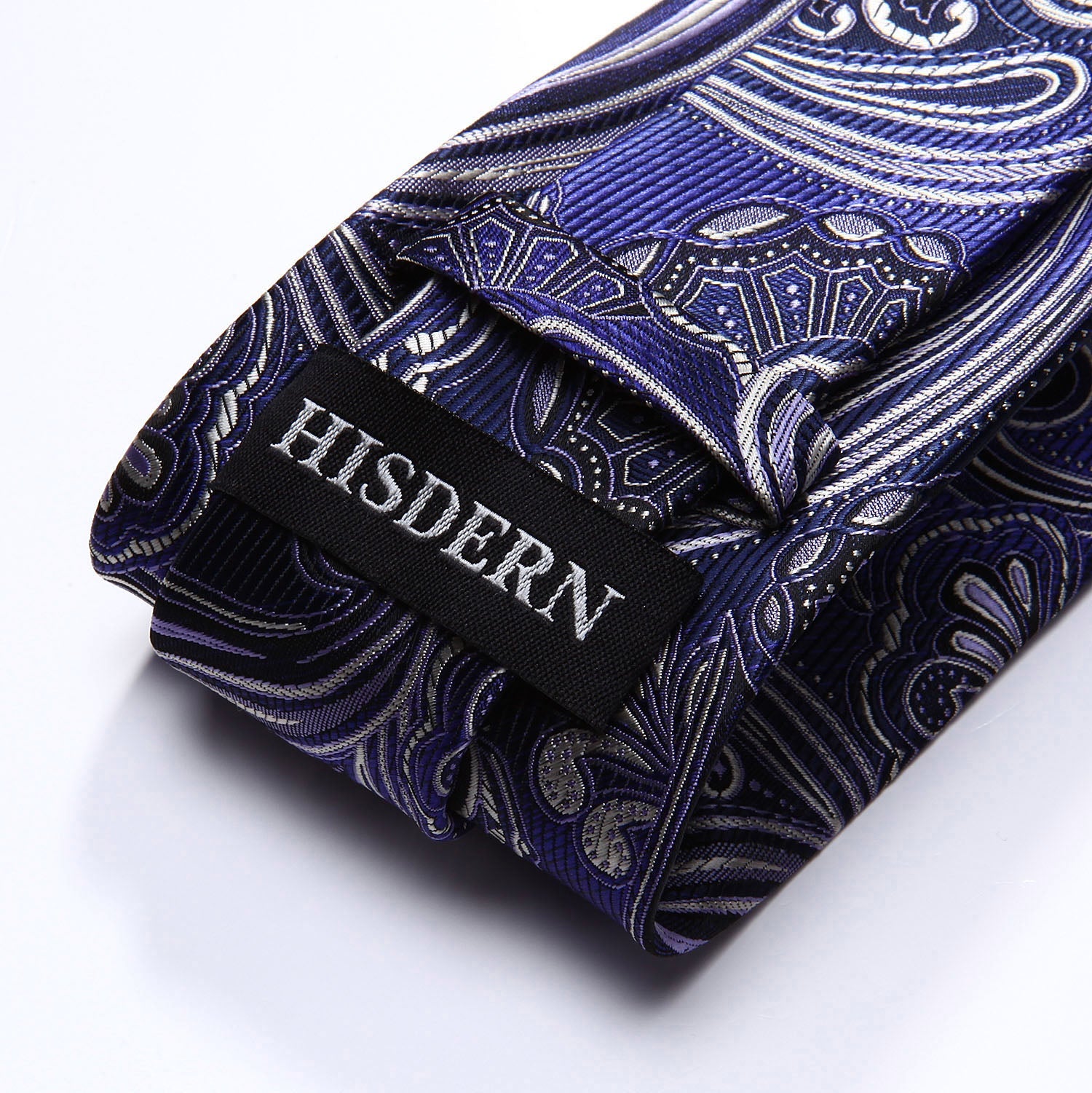 Hisdern Dark Blue Silver Paisley Tie Set For Formal Wear