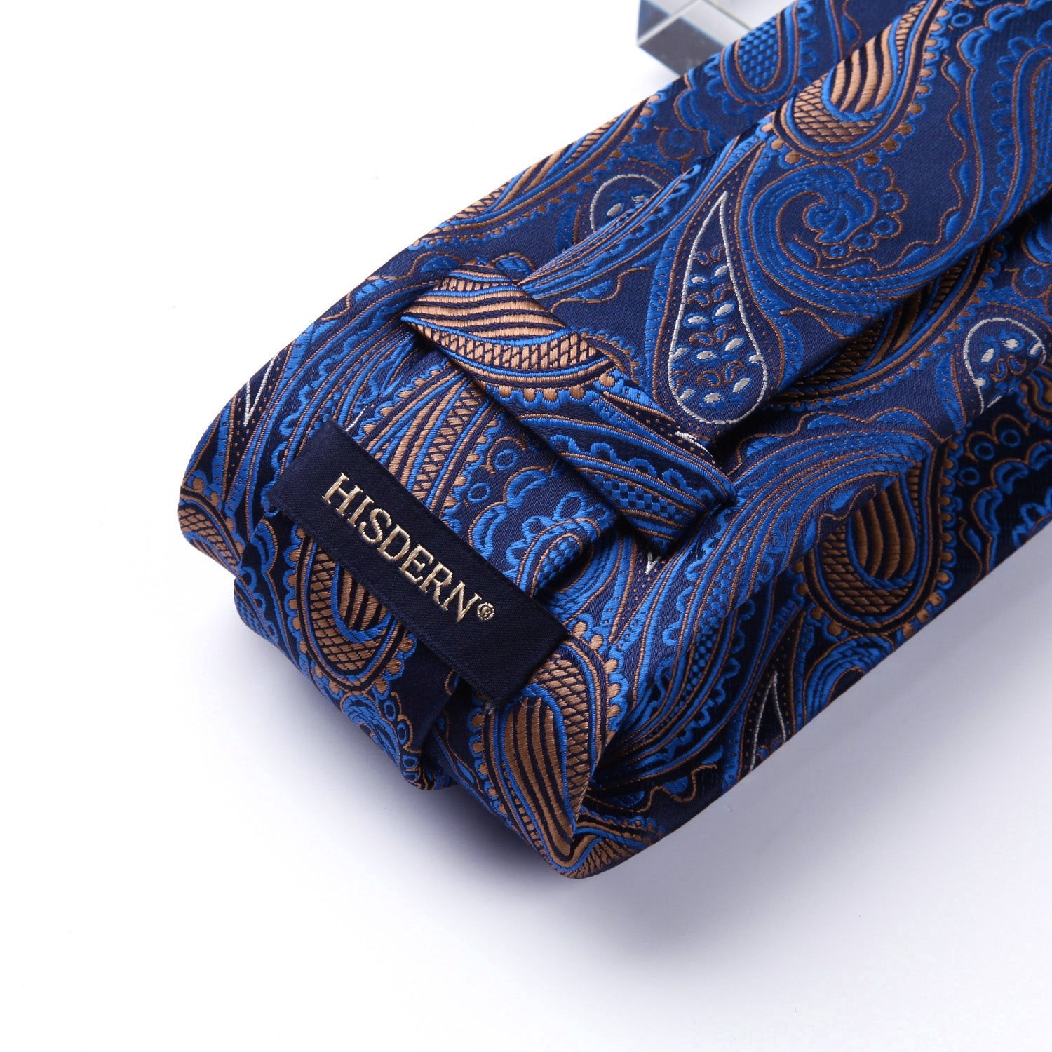 Hisdern Blue Brown Paisley Tie Set For Formal Wear