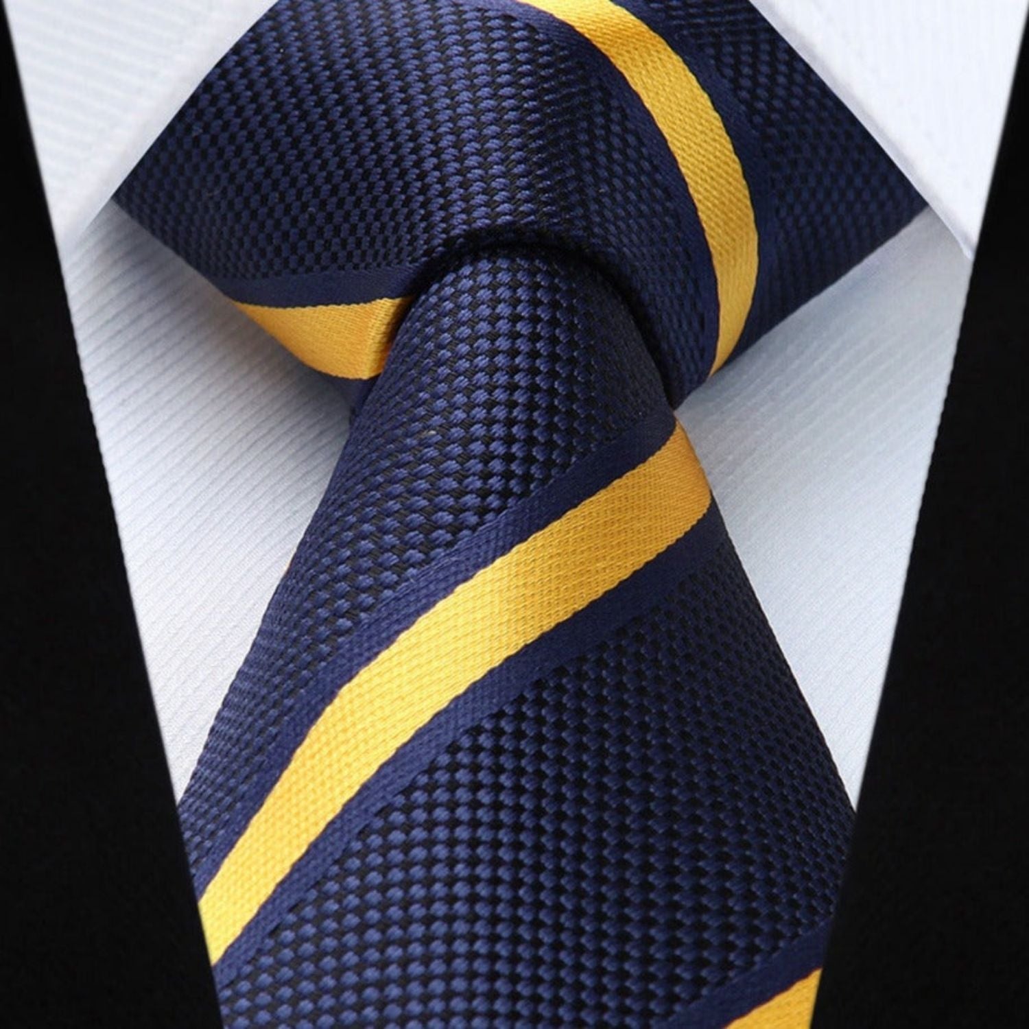 Hisdern Yellow Navy Striped Wedding Accessories Set