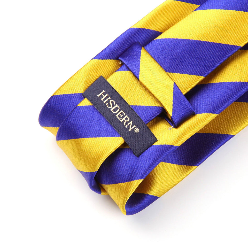 Hisdern Royal Blue Gold Striped Business Tie Set