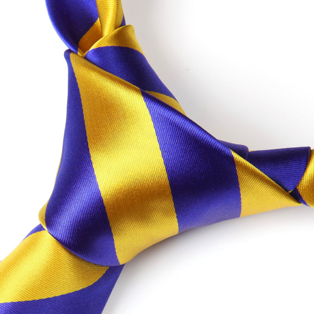 Hisdern Royal Blue Gold Striped Business Tie Set