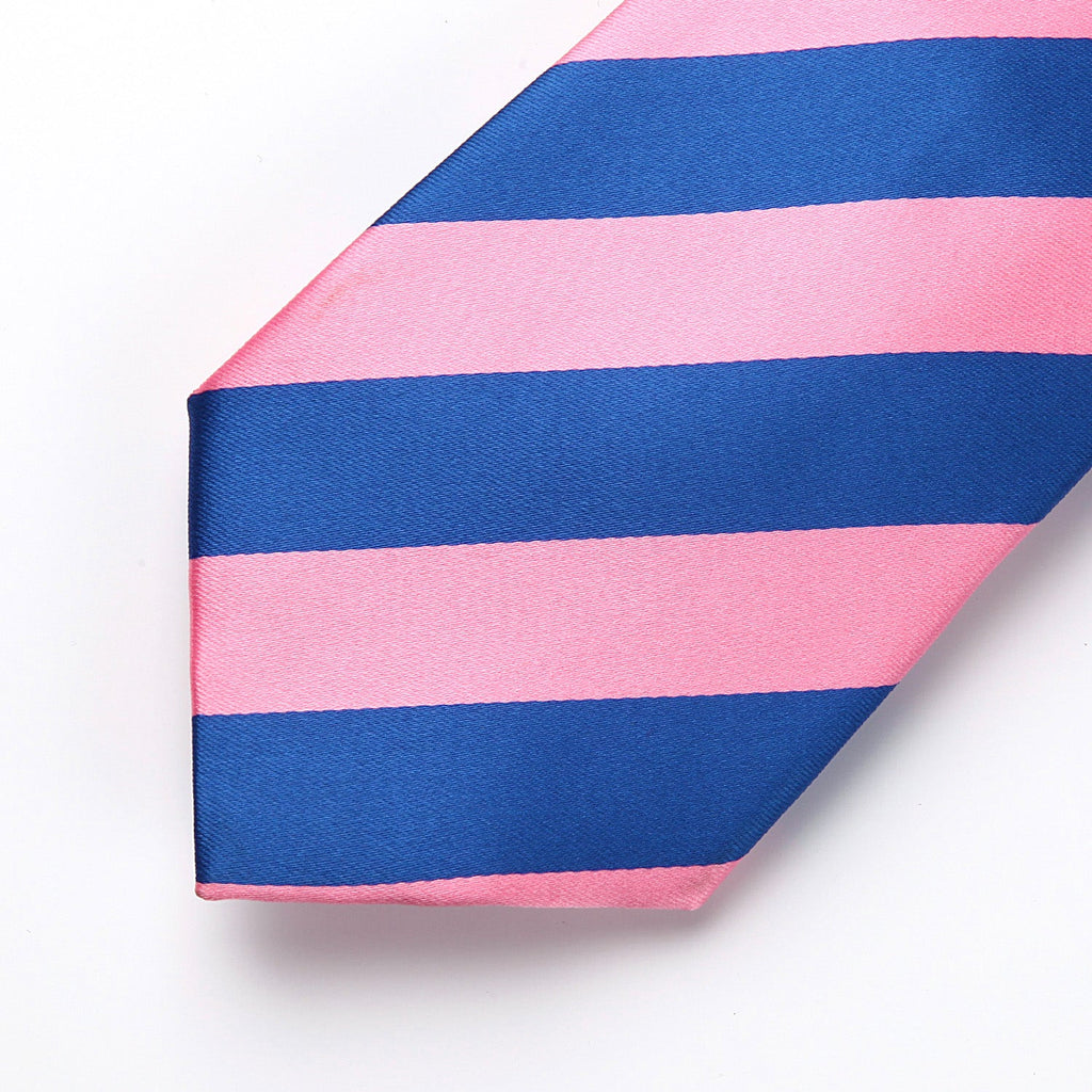 Hisdern Pink Blue Striped Business Tie Set