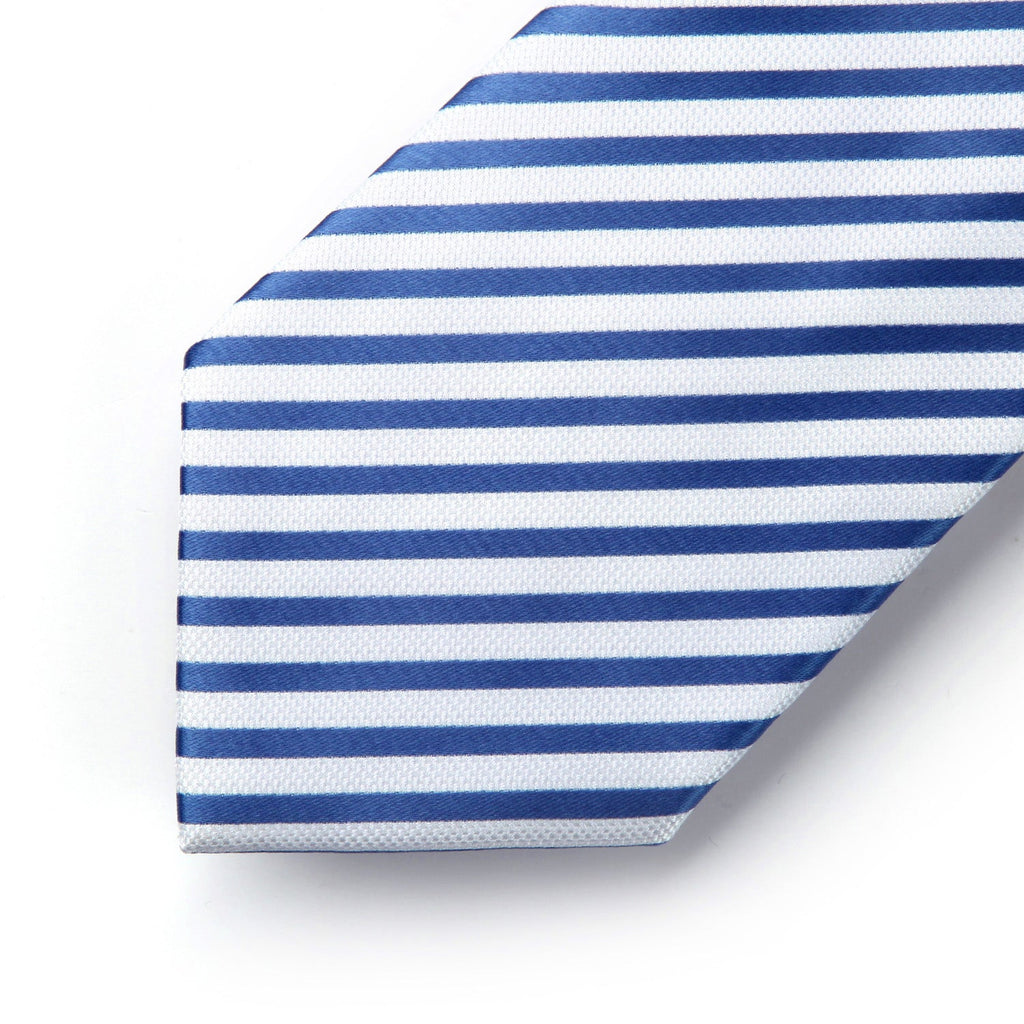 Hisdern Blue White Striped Business Tie Set