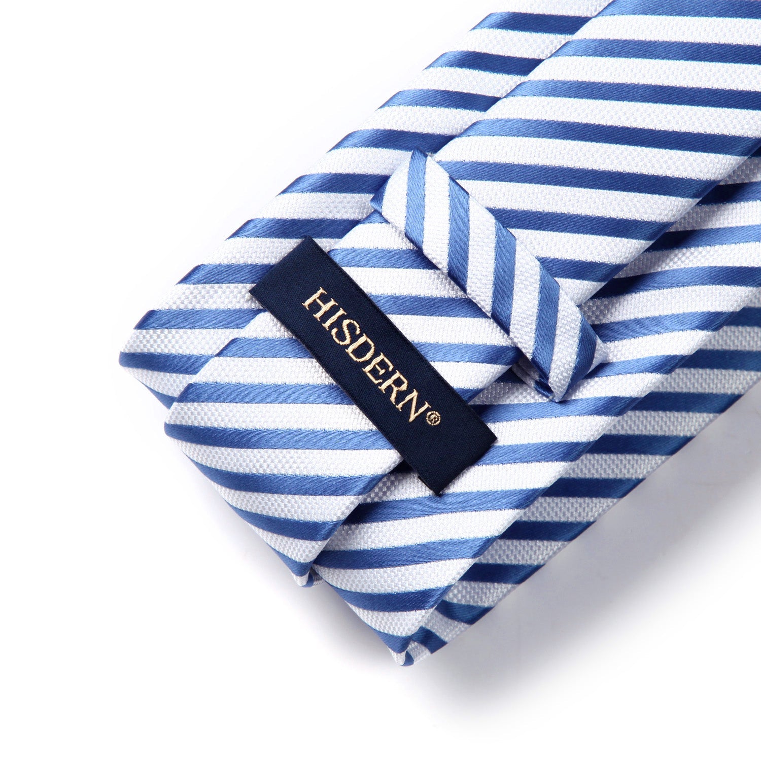 Hisdern Blue White Striped Business Tie Set