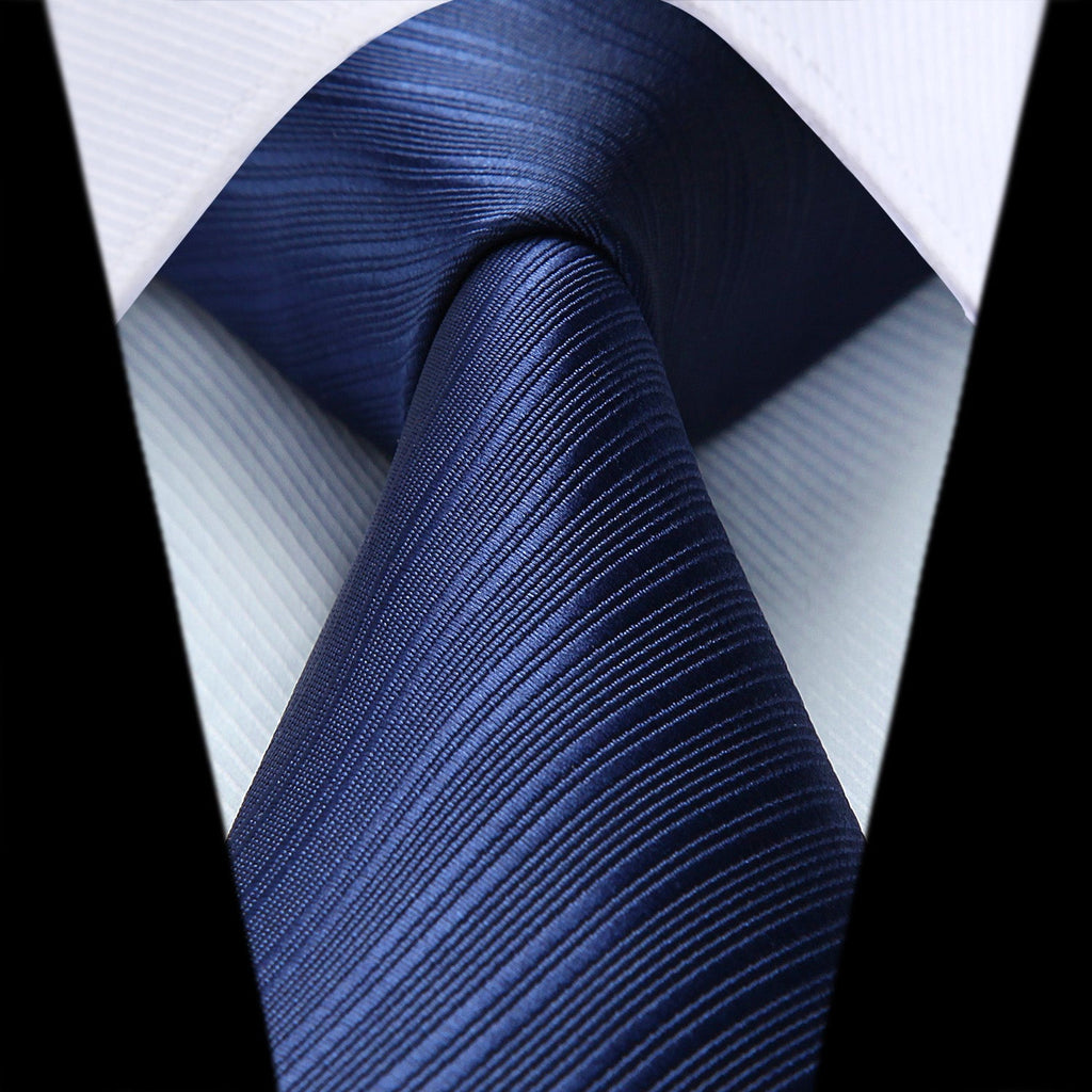Hisdern Navy Blue Striped Wedding Accessories Set