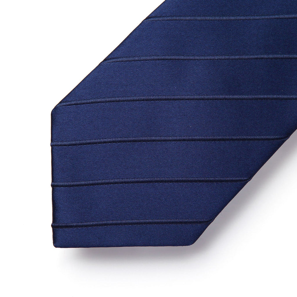 Hisdern Navy Blue Striped Business Tie Set