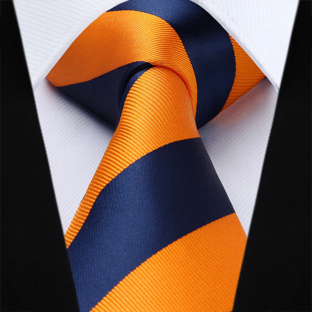 Hisdern Orange Striped Business Tie Set