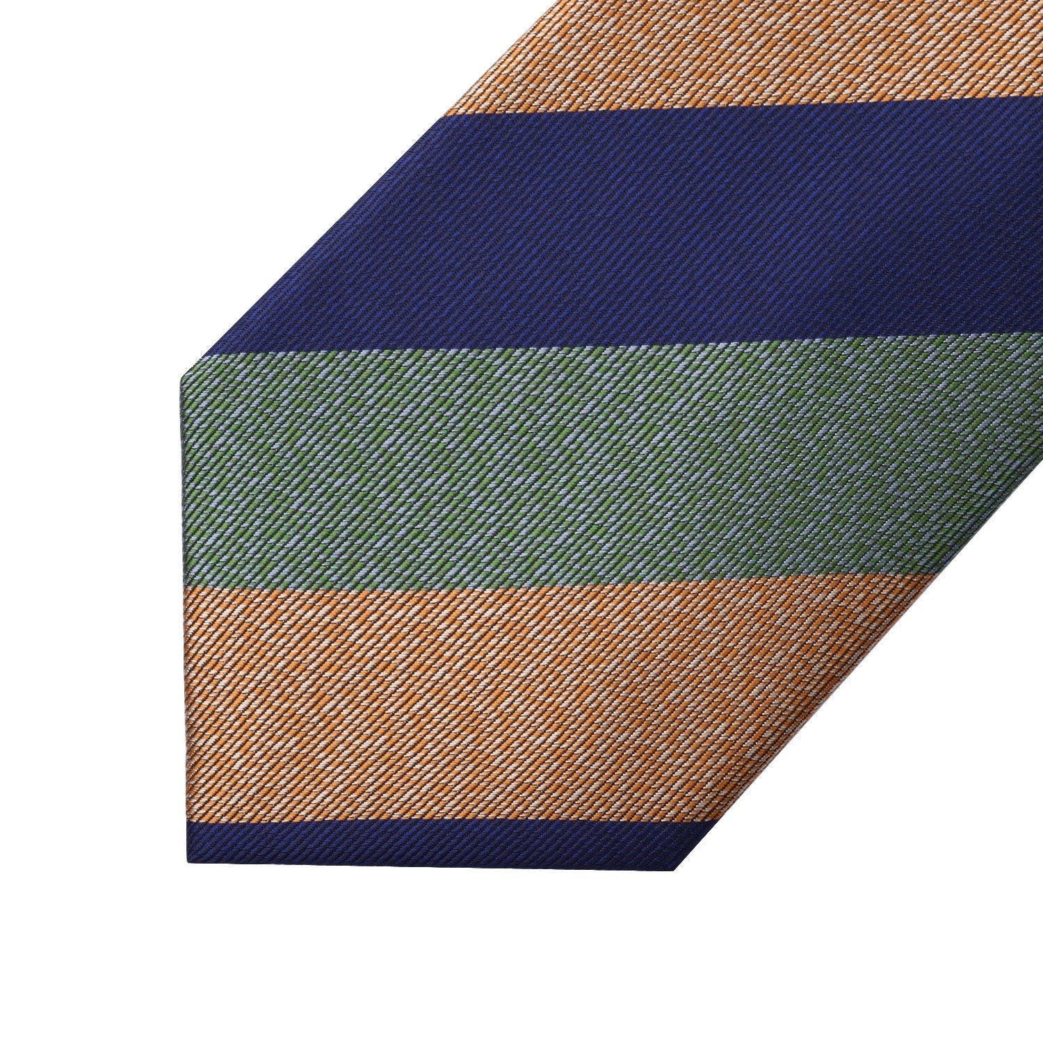 Hisdern Navy Green Tan Striped Business Tie Set