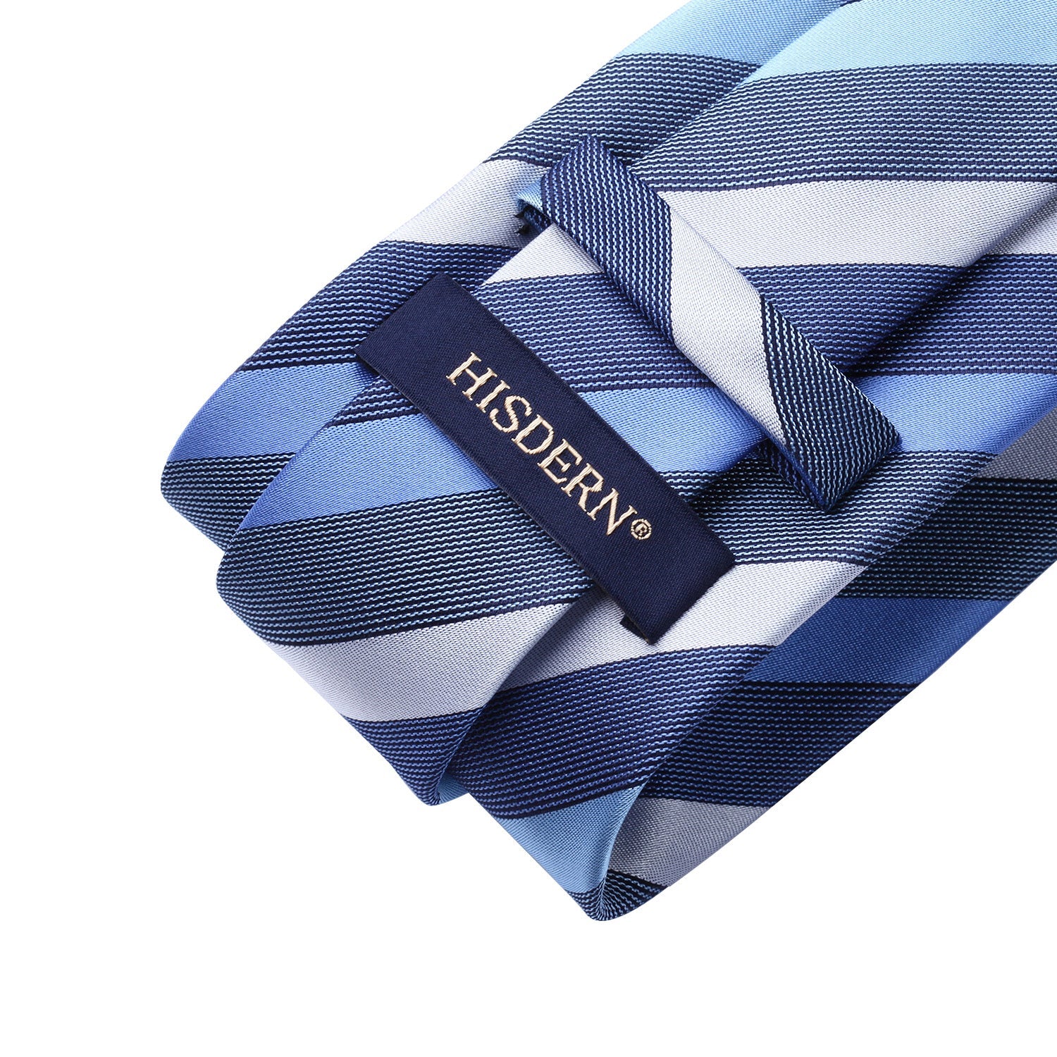Hisdern Steel Blue White Striped Business Tie Set
