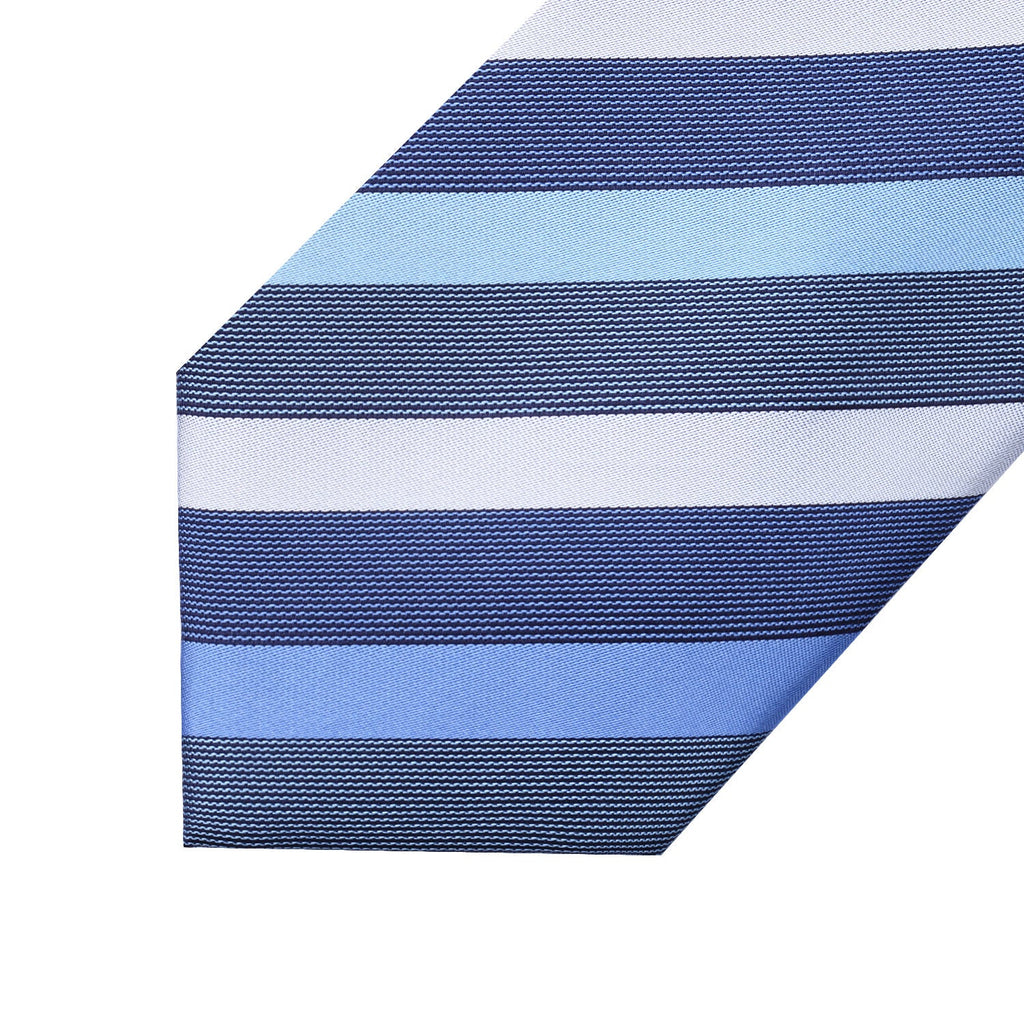 Hisdern Steel Blue White Striped Business Tie Set