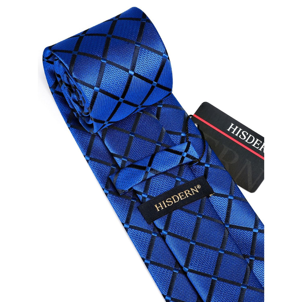 Hisdern Royal Blue Plaid Wedding Accessories Set