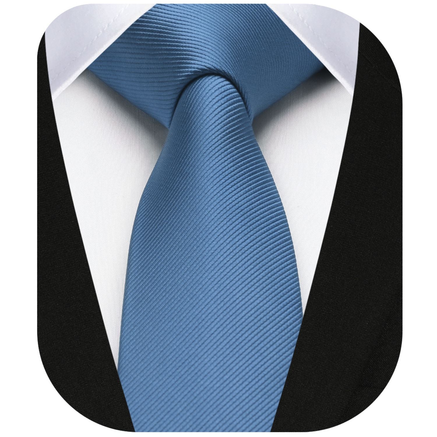 Hisdern Solid Print Skinny Tie Slim 2.4'' Formal Dusty Blue Wedding Tie